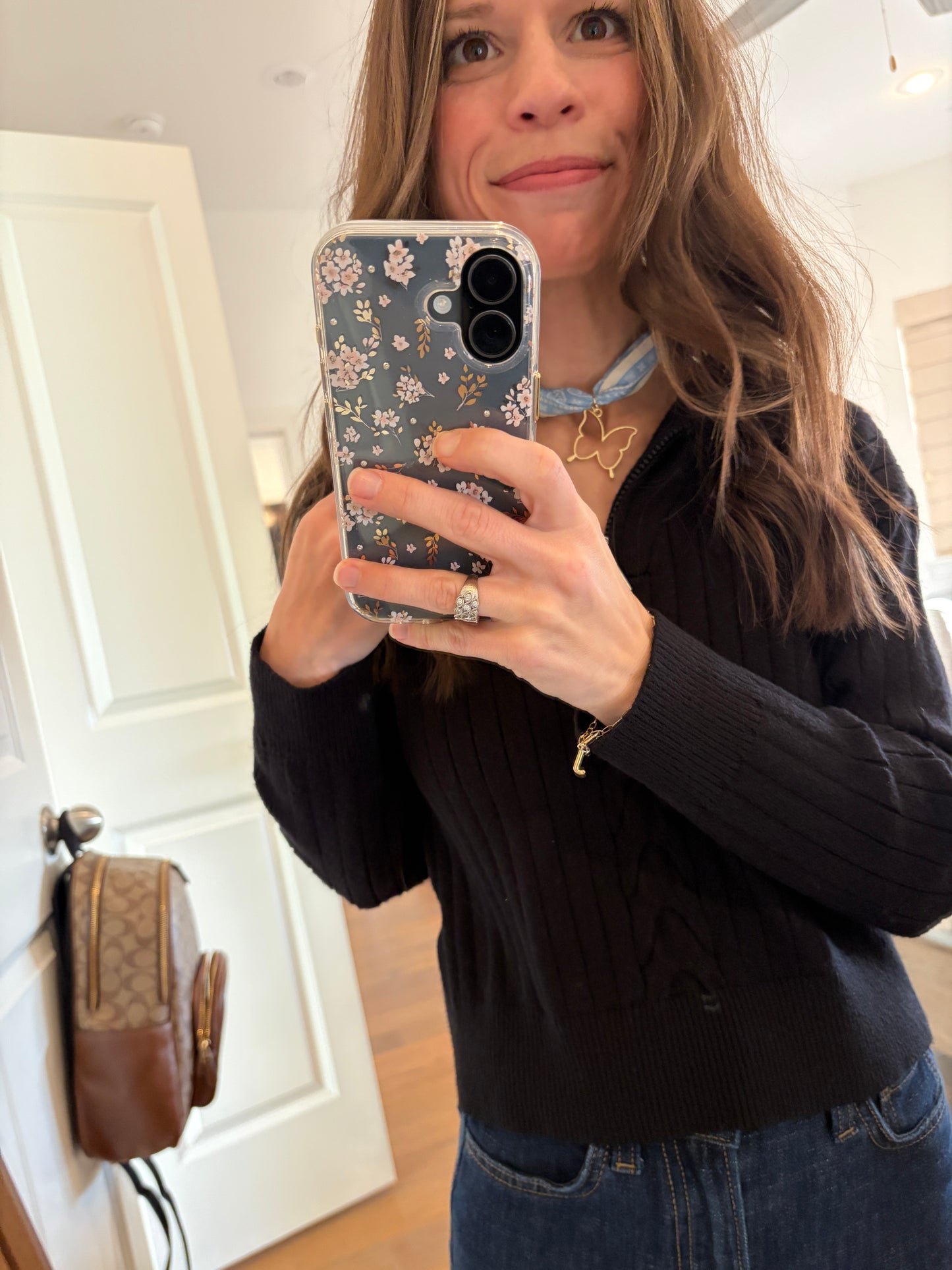 Light blue silk bandana necklace