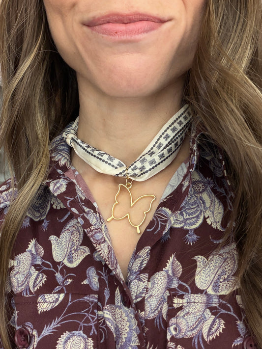 White Silk Butterfly Necklace